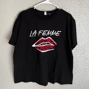 Black Cropped Tee Shirt